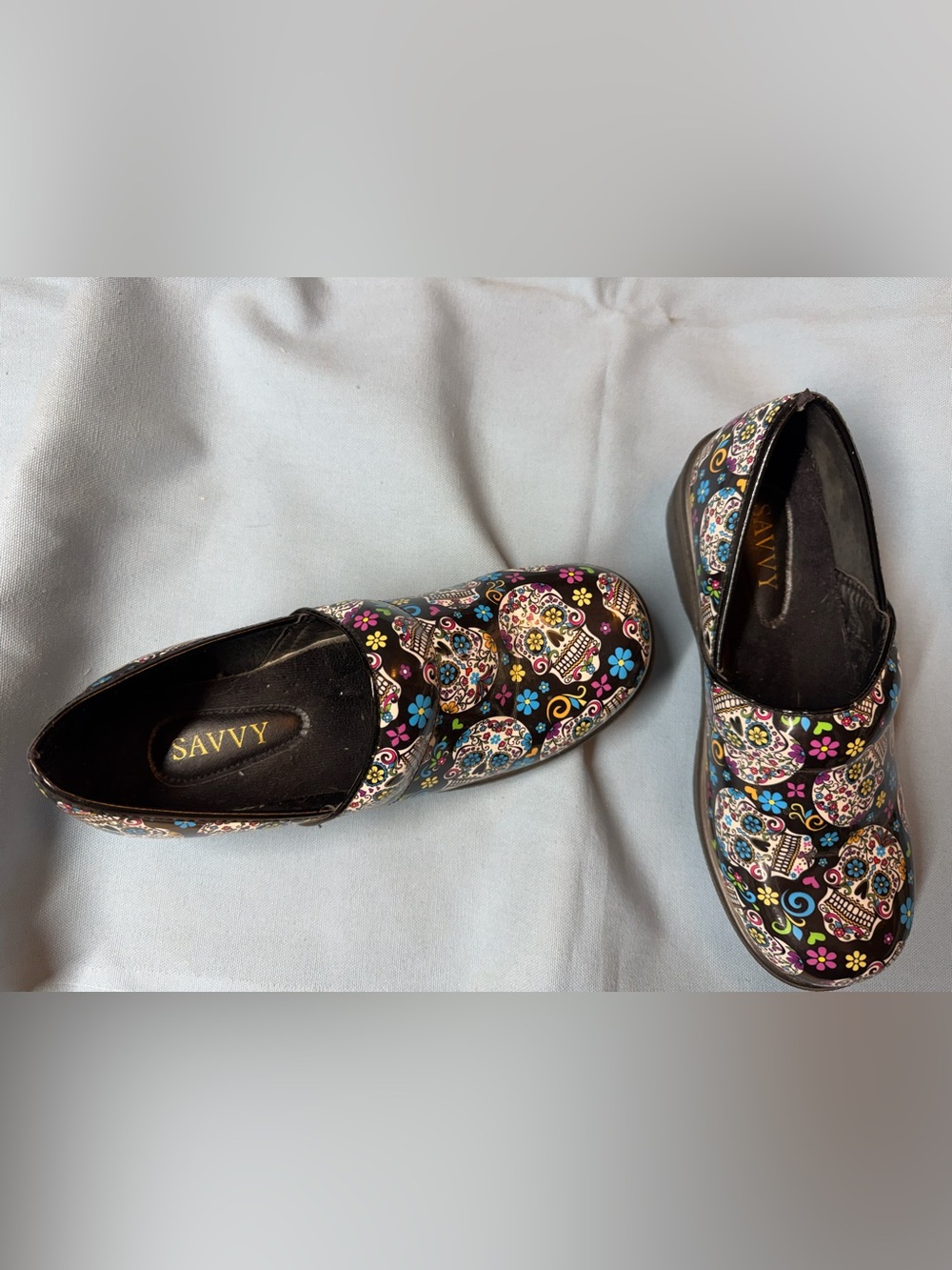 Savvy Black Multi-colored patent leather and real leather quarter lining Clogs - Picture 4 of 9